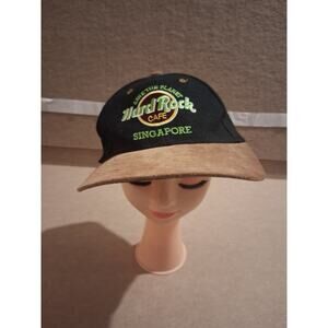 Rare Vtg 90s Singapore  hard rock Cafe snap back hat ball cap suede bill